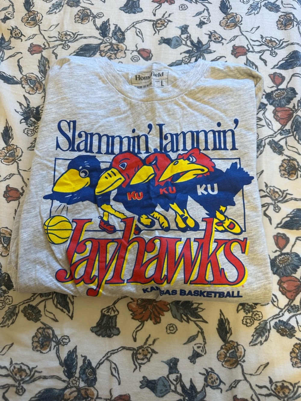 Homefield KU Jayhawks Gray 'Slammin' Jammin' Basketball Short Sleeve Tee